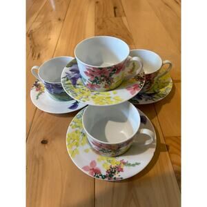 Savoir Vivre Meadow Splendor YA053 Cup & Saucer Set of 4